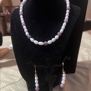 Elegant White and Purple Twisted Bead Necklace